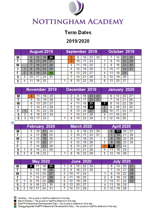 Nottingham Primary Academy Term Dates