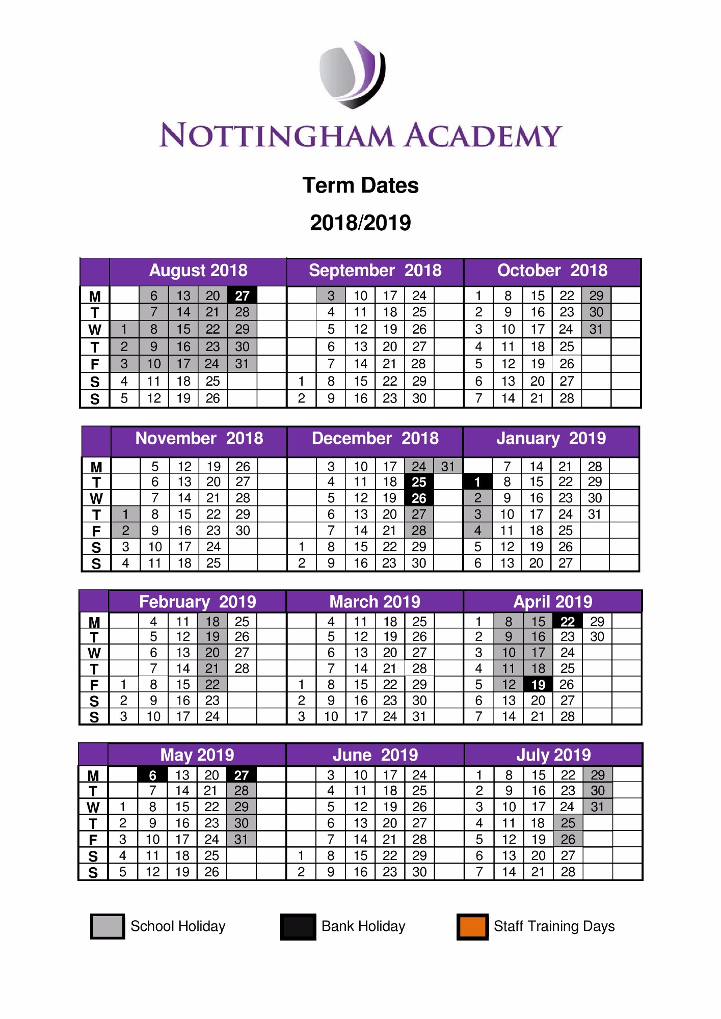 Nottingham Primary Academy Term Dates